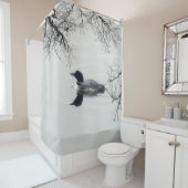 Gemeiner Loon Swims im Winter am Nordsee Duschvorhang (Beispiel)