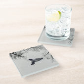 Gemeiner Loon Swims im Winter am Nordsee Glasuntersetzer (Schrägansicht)