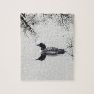 Gemeiner Loon Swims im Winter am Nordsee Puzzle