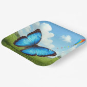 Gemeiner Morpho-Schmetterling fliegt einen Drachen Pappteller (Gewinkelt)