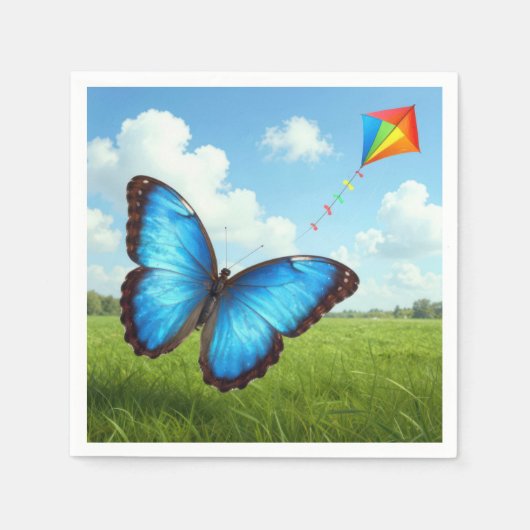 Gemeiner Morpho-Schmetterling fliegt einen Drachen Serviette (Vorderseite)