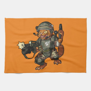 Gemeiner Sci-fi Marine Ginger Cat Firing Gun Carto Küchentuch