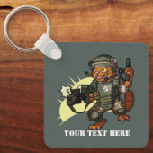 Gemeiner Sci-fi Marine Ginger Cat Firing Gun Carto Schlüsselanhänger (Vorderseite)