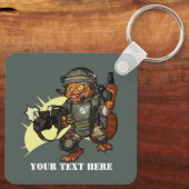 Gemeiner Sci-fi Marine Ginger Cat Firing Gun Carto Schlüsselanhänger (Rückseite)