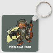 Gemeiner Sci-fi Marine Ginger Cat Firing Gun Carto Schlüsselanhänger (Rückseite)