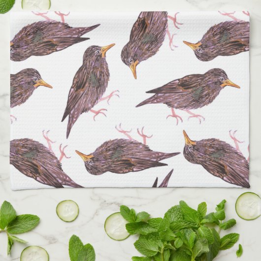 Gemeiner Starling oder europäische Starlingsvögel Geschirrtuch (Gefaltet)