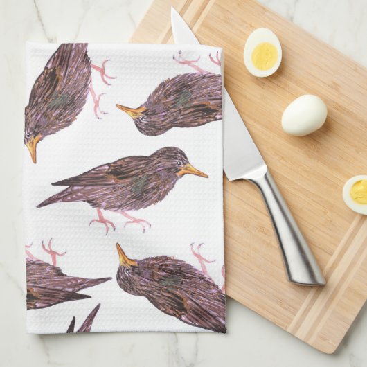 Gemeiner Starling oder europäische Starlingsvögel Geschirrtuch (Viertel Falte)