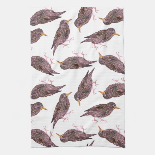 Gemeiner Starling oder europäische Starlingsvögel Geschirrtuch (Vertikal)