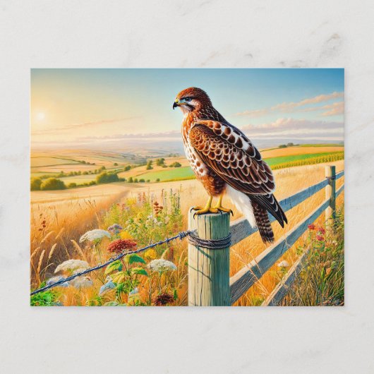 Gemeiner Zaun über Wiese Feiertagspostkarte (Vorderseite)