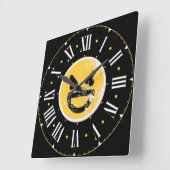 Gemeines Gesicht Emoji im Inneren römischer Zahlen Quadratische Wanduhr (Winkel)