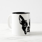 Gemeines Muggin! Haltung Bostons Terrier Zweifarbige Tasse (Vorderseite Links)