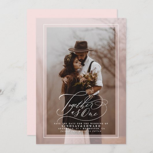 Gemeinsam als ein elegantes Save the Date Foto (Vorne/Hinten)