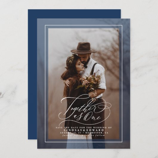 Gemeinsam als ein elegantes Save the Date Foto (Vorne/Hinten)