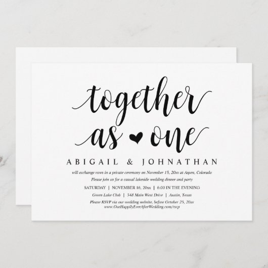 Gemeinsam als ein Party zum Hochzeitsessen Einladung (Vorne/Hinten)