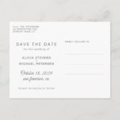 Gemeinsam besser graue Hochzeitsschrift rett Datum Ankündigungspostkarte (Rückseite)