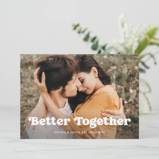 Gemeinsam | Boho Multi Foto Verlobung Ankündigung (Stehend Vorderseite)