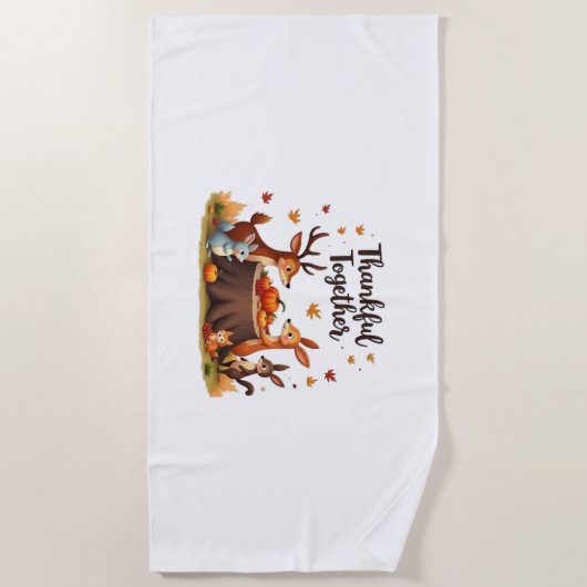 Gemeinsam dankbar - Niedliche Waldtiere Thanksgi Strandtuch (Vorderseite)