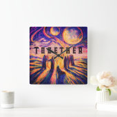 Gemeinsam durch das Feuer Mystical Quadratische Wanduhr (Zuhause)