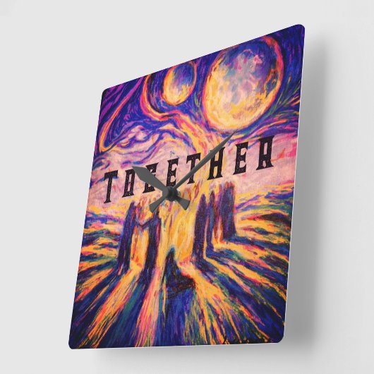 Gemeinsam durch das Feuer Mystical Quadratische Wanduhr (Winkel)