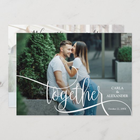 GEMEINSAM Elegantes Foto Hochzeit speichern das Da Save The Date (Vorne/Hinten)