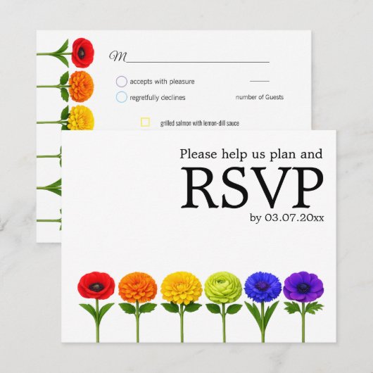 🌈Gemeinsam Erblühen – mit Menü & QR-Code RSVP Karte (Vorne/Hinten)