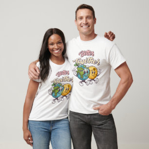 Gemeinsam Erde und Mond - Retro Cartoon Graphic T-Shirt