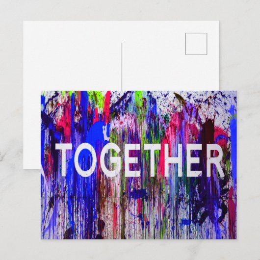 Gemeinsam farbenfrohe Liebe Postkarte (Vorne/Hinten)