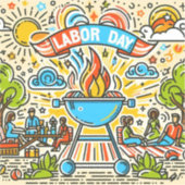 Gemeinsam feiern - GRILLEN am Arbeitstag Aufkleber (Vorderseite)