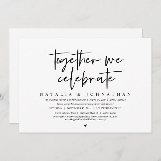 Gemeinsam feiern wir das Party der Hochzeitsfeier Einladung (Vorne/Hinten)