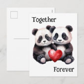 Gemeinsam Froever Panda Paar Feiertagspostkarte (Vorne/Hinten)