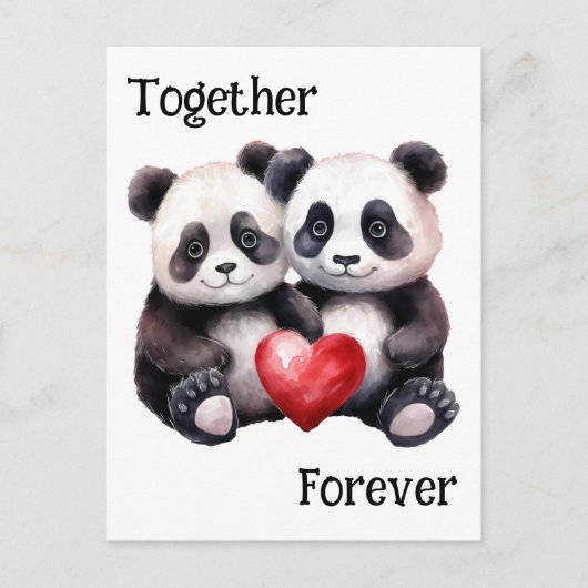 Gemeinsam Froever Panda Paar Feiertagspostkarte (Vorderseite)