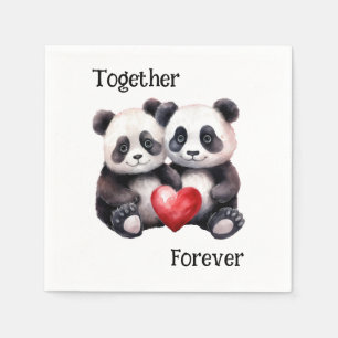 Gemeinsam Froever Panda Paar Serviette