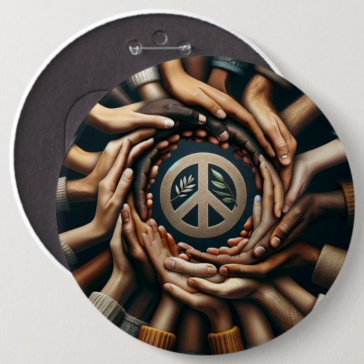Gemeinsam für den Frieden - viele Hände Button (Vorne & Hinten)