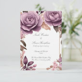 Gemeinsam für Mauve Floral Wedding Einladung (Stehend Vorderseite)