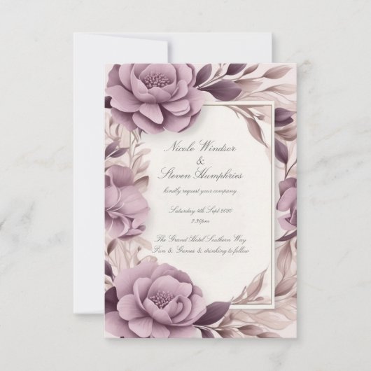 Gemeinsam für Mauve Floral Wedding Einladung (Vorderseite)