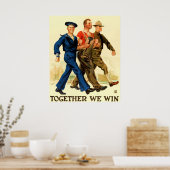 Gemeinsam gewinnen wir ~ Vintager Weltkrieg 1. Poster (Küche)