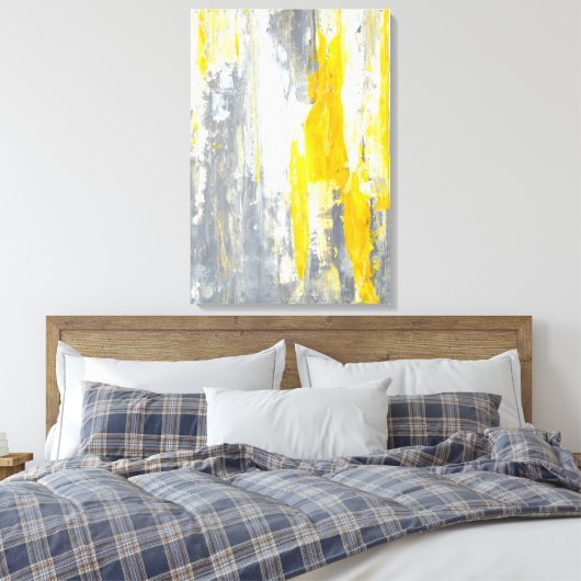 "Gemeinsam" Graue und gelbe Abstrakte Kunst Leinwanddruck (Insitu (Schlafzimmer))