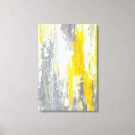 "Gemeinsam" Graue und gelbe Abstrakte Kunst Leinwanddruck
