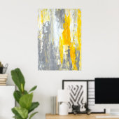 "Gemeinsam" Graue und gelbe Abstrakte Kunst Poster (Heimbüro)