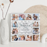 Gemeinsam haben wir alles Zitat Familie Foto Weiß Quadratische Wanduhr<br><div class="desc">Erstellen Sie einfach Ihre eigene personalisierte Wand-Uhr im Stil eines Bauernhauses aus weißem Holz mit Ihren individuellen Fotos. Das Design enthält auch ein schönes, handgeschriebenes Skriptziffer: "Gemeinsam haben wir alles". Um die besten Ergebnisse zu erzielen, schneiden Sie die Bilder vor dem Hochladen auf Quadrat - mit dem Fokuspunkt in der...</div>