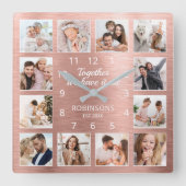 Gemeinsam haben wir es alle Zitat Familie Foto Quadratische Wanduhr (Vorderseite)