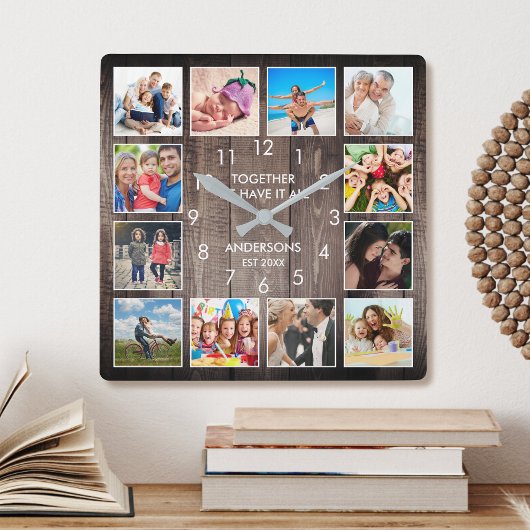Gemeinsam haben wir es ganz maßgeschneidertes Foto Quadratische Wanduhr