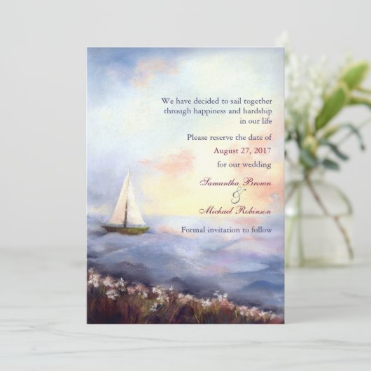 Gemeinsam Hochzeit segeln - Das Datum speichern Save The Date (Stehend Vorderseite)