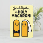 Gemeinsam in Holy Macaroni Funny Pasta Einladung (Stehend Vorderseite)