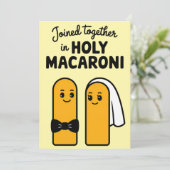 Gemeinsam in Holy Macaroni Funny Pasta Einladung (Stehend Vorderseite)