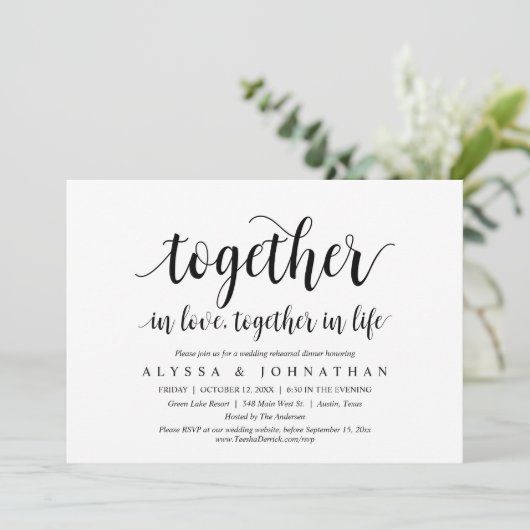 Gemeinsam in Liebe, Gemeinsam im Leben, Feiern Einladung (Stehend Vorderseite)