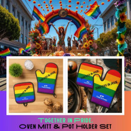 "Gemeinsam in Stolz." LGBT-Regenbogenflagge Monat Ofenhandschuh & Topflappen-Set