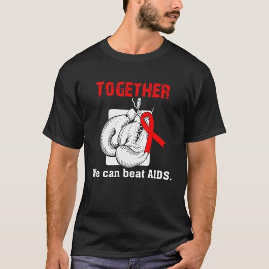 Gemeinsam können wir Aids schlagen Boxhandschuhe R T-Shirt (Vorderseite)
