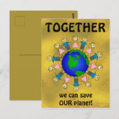 GEMEINSAM können wir unseren Planeten Niedlich ger Postkarte (Vorne/Hinten)