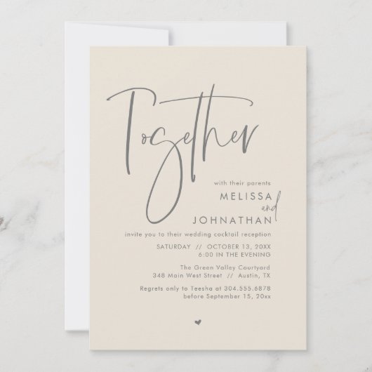 Gemeinsam mit ihren Eltern, Hochzeitsempfang Einladung (Vorderseite)